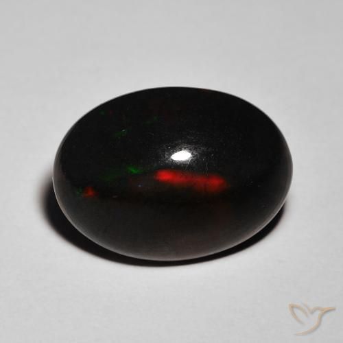 5.66ct Natural Multicolor Ópalo negro, Ovalada, Opaco