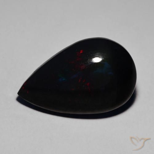 Ópalo negro Multicolor natural de 5.95 ct, En forma de pera, Translúcido