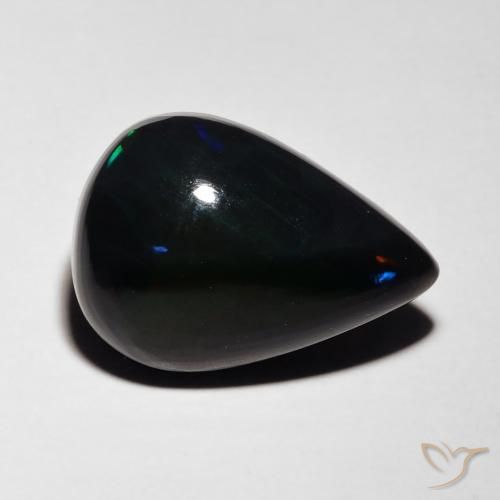 Ópalo negro Multicolor natural de 4.80 ct, En forma de pera, Translúcido