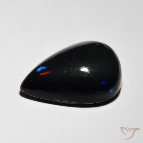 Ópalo negro Multicolor natural de 4.80 ct, En forma de pera, Translúcido