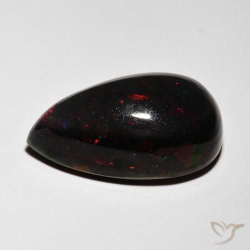Ópalo negro Multicolor natural de 5.96 ct, En forma de pera, Translúcido