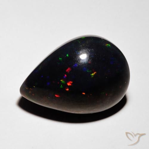 5.36ct Natural Multicolor Ópalo negro, En forma de pera, Opaco