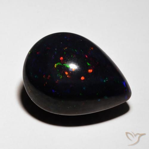 Ópalo negro Multicolor natural de 5.36 ct, En forma de pera, Opaco
