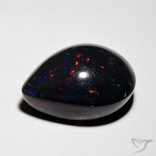 Ópalo negro Multicolor natural de 5.36 ct, En forma de pera, Opaco