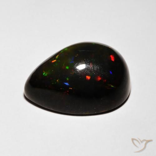 Ópalo negro Multicolor natural de 5.08 ct, En forma de pera, Translúcido