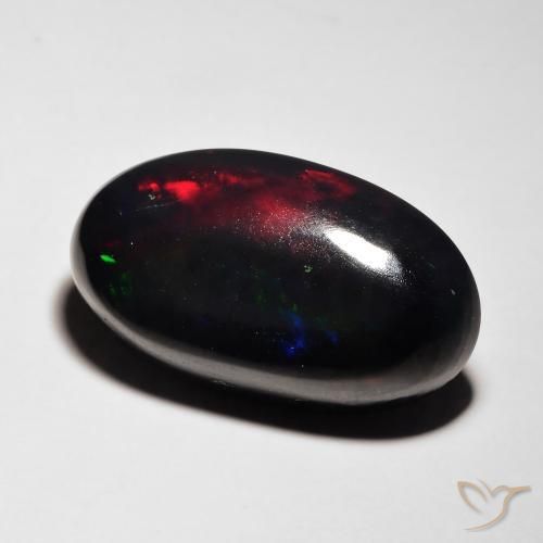 7.14ct Natural Multicolor Ópalo negro, Ovalada, Translúcido