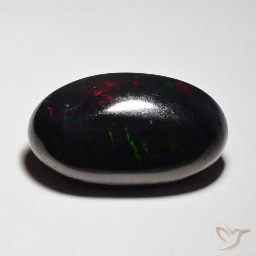 Ópalo negro Multicolor natural de 7.14 ct, Ovalada, Translúcido