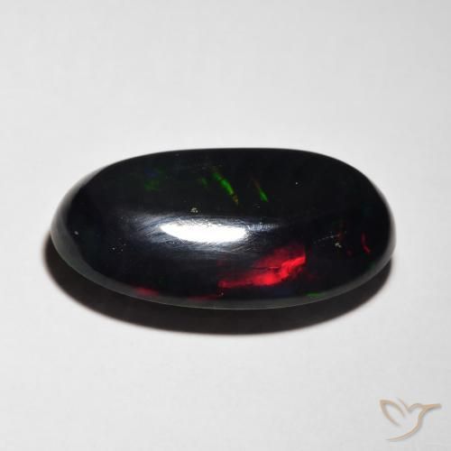 Ópalo negro Multicolor natural de 7.14 ct, Ovalada, Translúcido