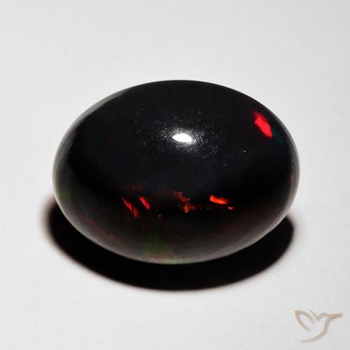 5.76ct Natural Multicolor Ópalo negro, Ovalada, Translúcido