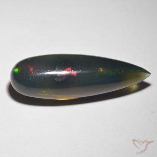 Ópalo negro Multicolor natural de 10.85 ct, En forma de pera, Translúcido