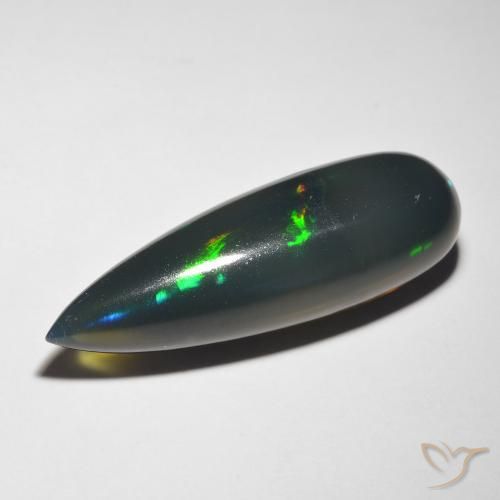 Ópalo negro Multicolor natural de 10.85 ct, En forma de pera, Translúcido