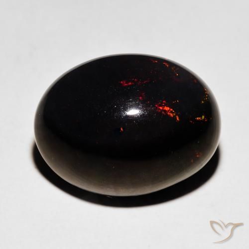 5.92ct Natural Multicolor Ópalo negro, Ovalada, Opaco