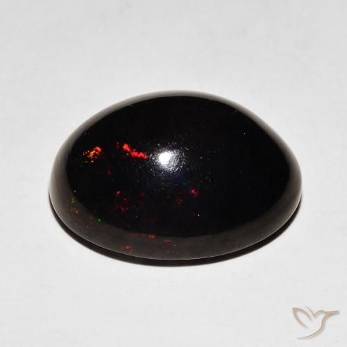 Ópalo negro Multicolor natural de 5.92 ct, Ovalada, Opaco