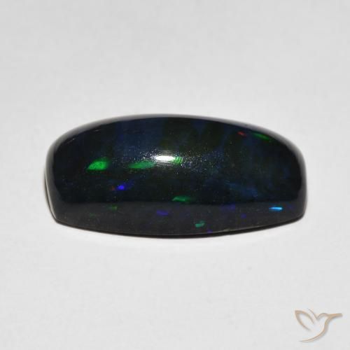 Ópalo negro Multicolor natural de 4.60 ct, Forma Cojín, Opaco