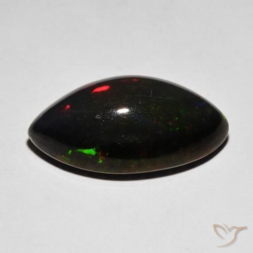 Ópalo negro Multicolor natural de 6.68 ct, Marquesa, Opaco