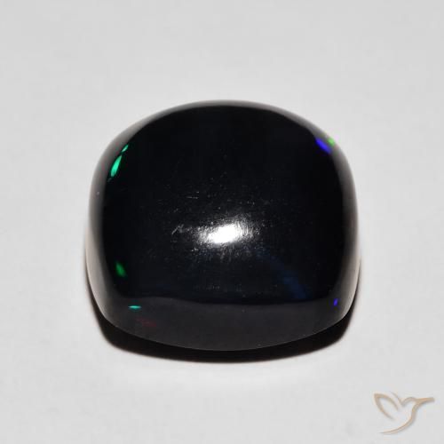 Ópalo negro Multicolor natural de 5.36 ct, Forma Cojín, Opaco