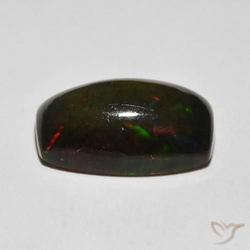 Ópalo negro Multicolor natural de 3.38 ct, Forma Cojín, Opaco