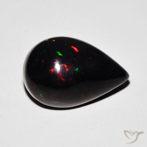 5.87ct Natural Multicolor Ópalo negro, En forma de pera, Opaco