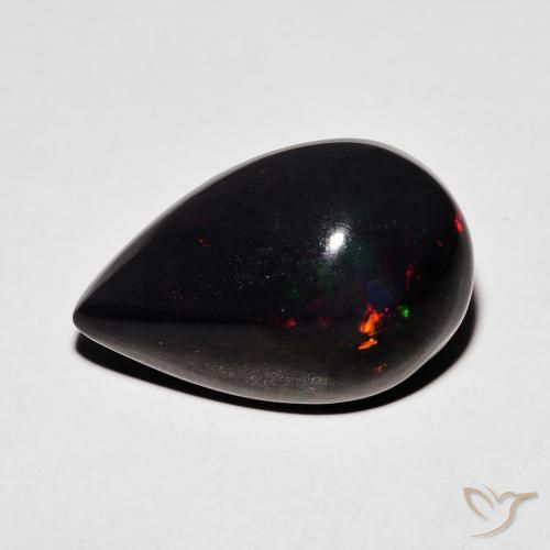 Ópalo negro Multicolor natural de 5.87 ct, En forma de pera, Opaco