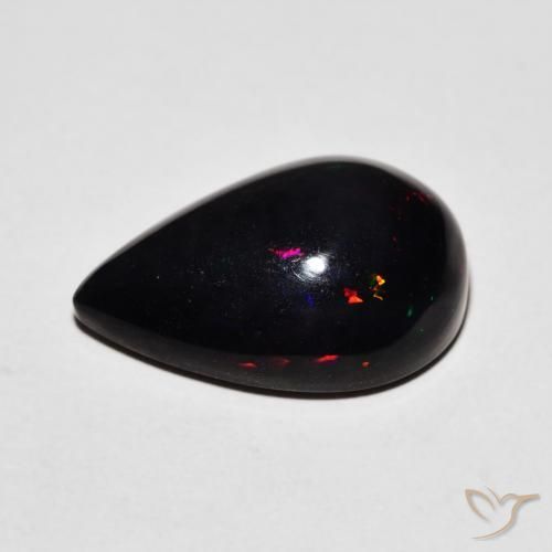Ópalo negro Multicolor natural de 5.87 ct, En forma de pera, Opaco