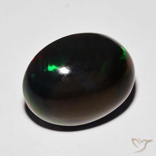 7.64ct Natural Multicolor Ópalo negro, Ovalada, Opaco