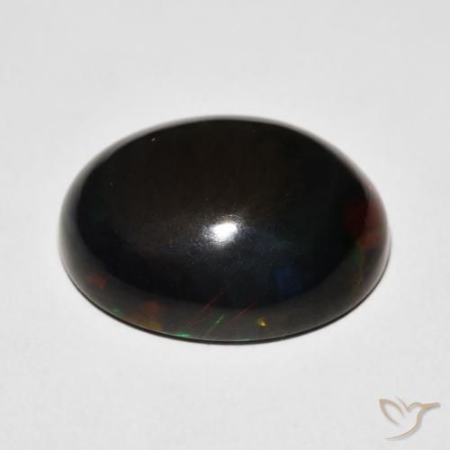 Ópalo negro Multicolor natural de 7.64 ct, Ovalada, Opaco
