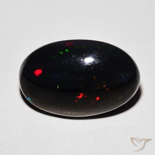 4.61ct Natural Multicolor Ópalo negro, Ovalada, Opaco
