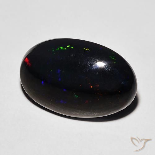 Ópalo negro Multicolor natural de 4.61 ct, Ovalada, Opaco