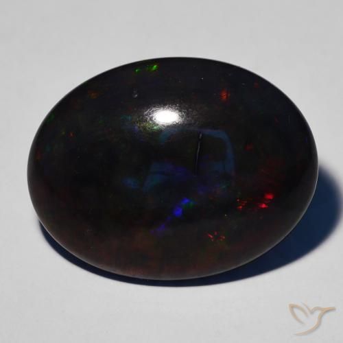 17.25ct Natural Multicolor Ópalo negro, Ovalada, Opaco