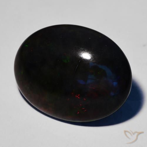 Ópalo negro Multicolor natural de 17.25 ct, Ovalada, Opaco