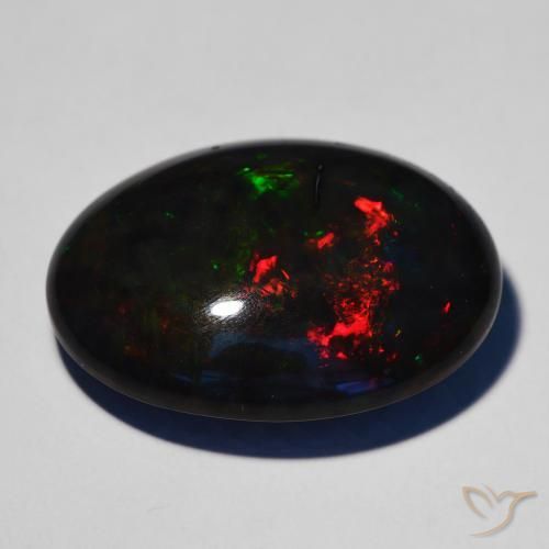 Ópalo negro Multicolor natural de 17.25 ct, Ovalada, Opaco