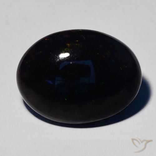 4.59ct Natural Multicolor Ópalo negro, Ovalada, Opaco
