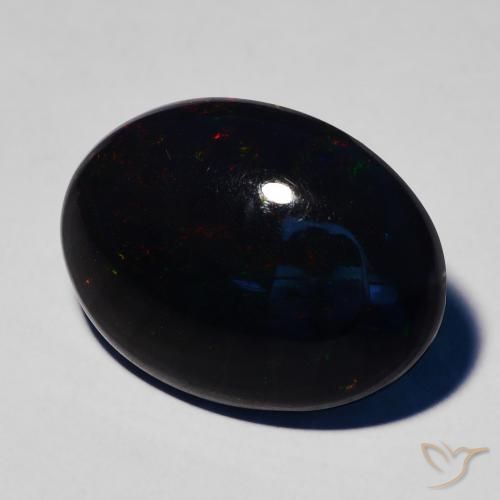 Ópalo negro Multicolor natural de 4.59 ct, Ovalada, Opaco