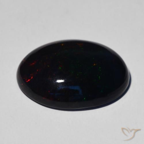 Ópalo negro Multicolor natural de 4.59 ct, Ovalada, Opaco