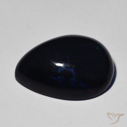 Ópalo negro Multicolor natural de 8.39 ct, En forma de pera, Opaco