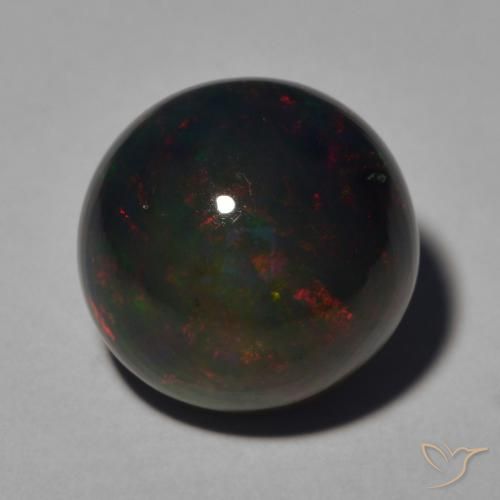 4.55ct Natural Multicolor Ópalo negro, Redondo, Opaco