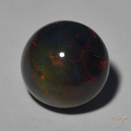 Ópalo negro Multicolor natural de 4.55 ct, Redondo, Opaco