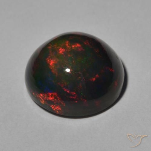 Ópalo negro Multicolor natural de 4.55 ct, Redondo, Opaco