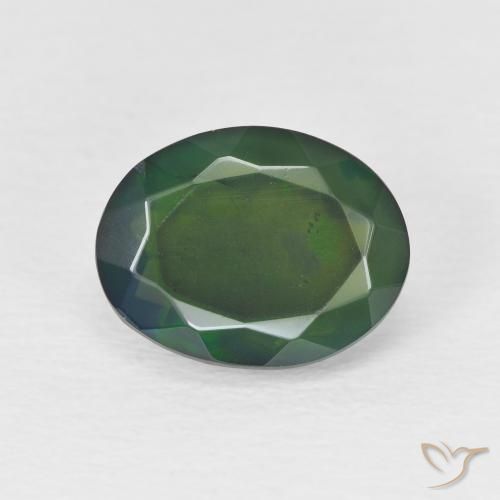 1.71ct Natural Multicolor Ópalo negro, Ovalada, Translúcido