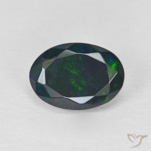 1.40ct Natural Multicolor Ópalo negro, Ovalada, Translúcido