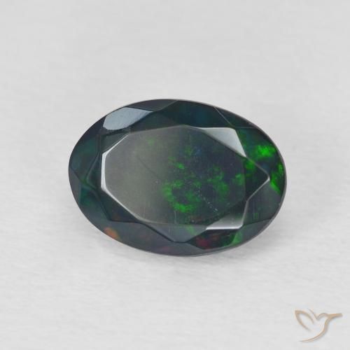 Ópalo negro Multicolor natural de 1.40 ct, Ovalada, Translúcido