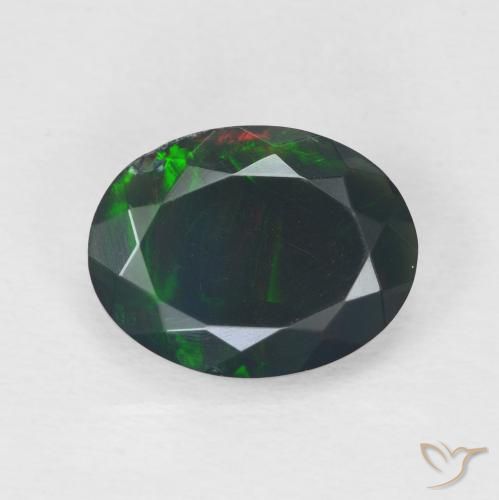 1.86ct Natural Multicolor Ópalo negro, Ovalada, Translúcido