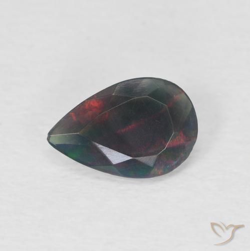 0.60ct Natural Multicolor Ópalo negro, En forma de pera, Translúcido