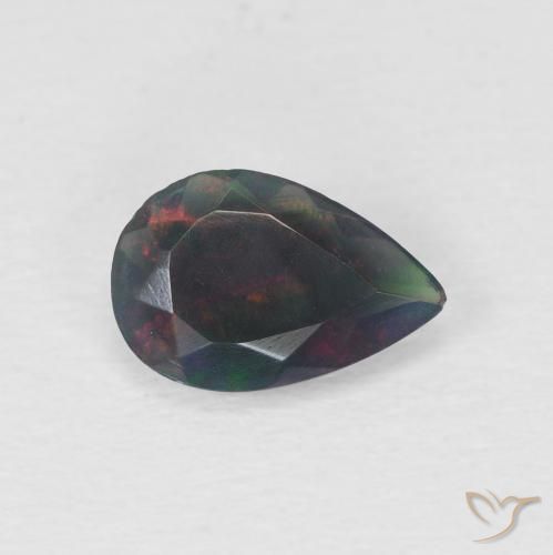 Ópalo negro Multicolor natural de 0.60 ct, En forma de pera, Translúcido