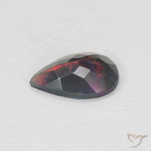 Ópalo negro Multicolor natural de 0.60 ct, En forma de pera, Translúcido