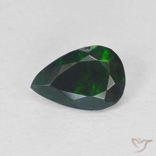 0.83ct Natural Multicolor Ópalo negro, En forma de pera, Translúcido