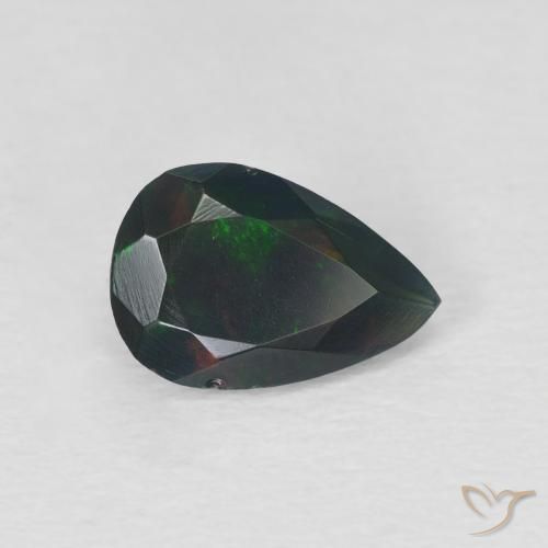 Ópalo negro Multicolor natural de 0.83 ct, En forma de pera, Translúcido