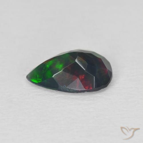 Ópalo negro Multicolor natural de 0.83 ct, En forma de pera, Translúcido