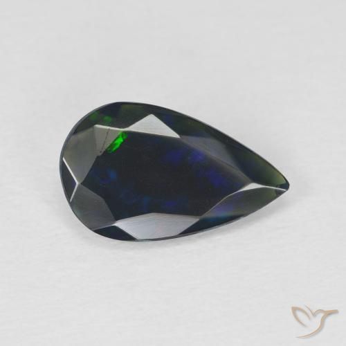 Ópalo negro Multicolor natural de 1.22 ct, En forma de pera, Translúcido