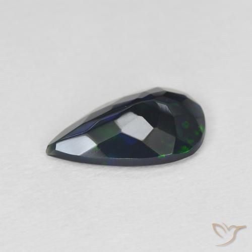 Ópalo negro Multicolor natural de 1.22 ct, En forma de pera, Translúcido